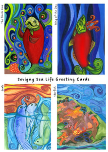 Sevigny Sea Life Greeting Cards 4 pack