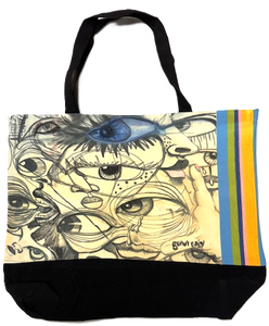 SEVIGNY WHITE TOTES w/BLACK STRAPS & BASE