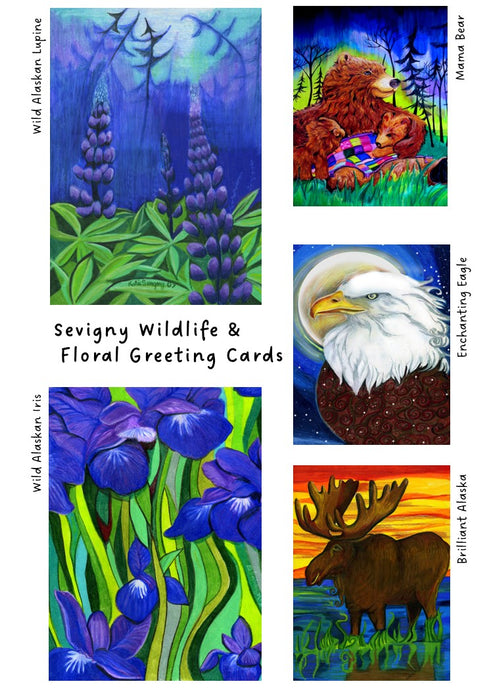 Sevigny Wildlife & Floral Greeting Cards, 5-pack