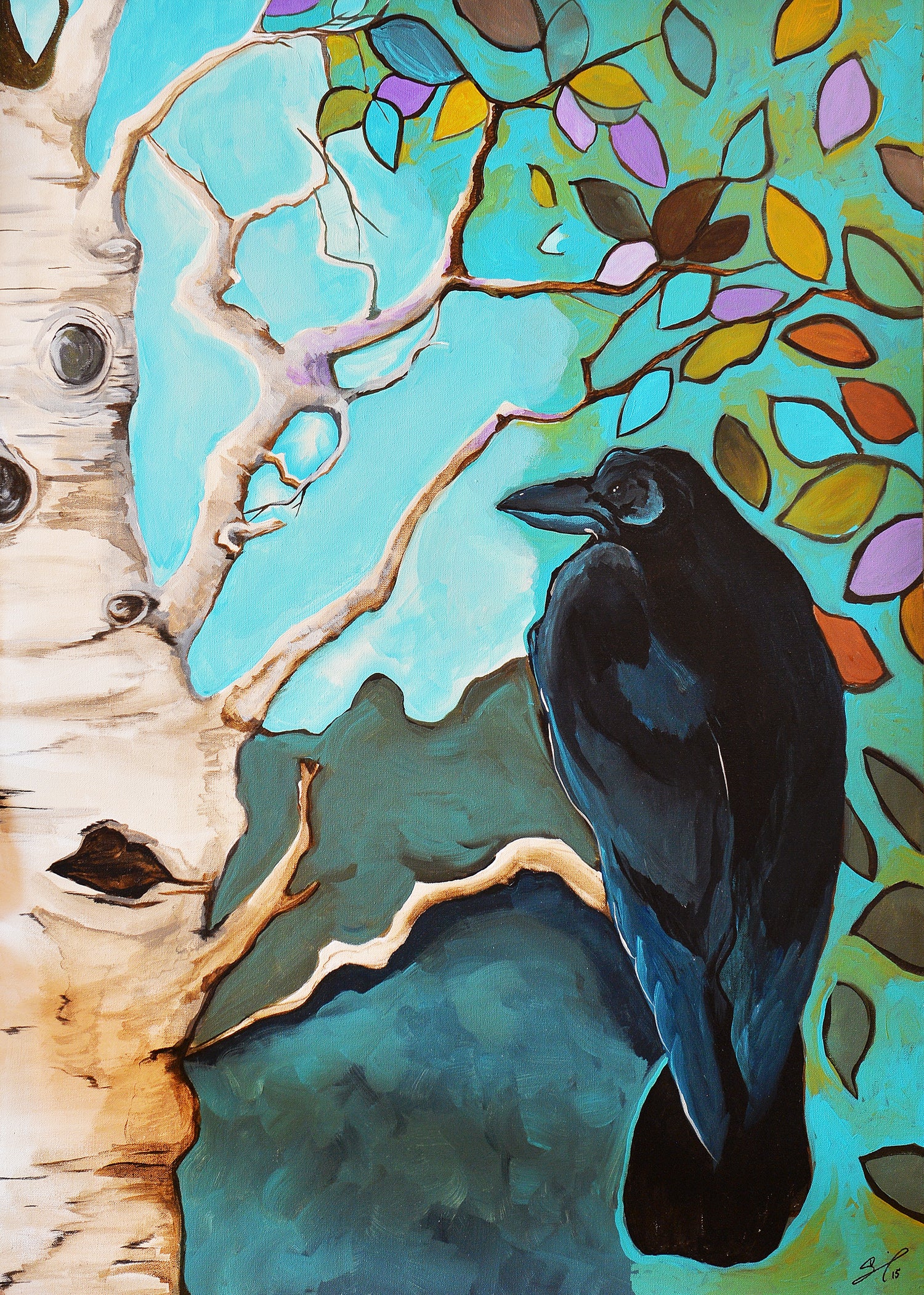 Raven in a Tree Art Print by Brazen Design Studio